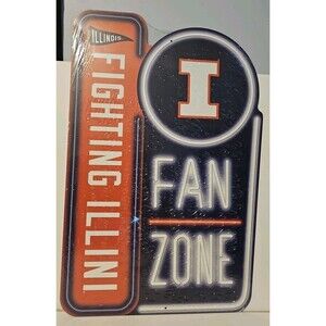 Illinois Fighting Illini Metal FAN ZONE sign 20" Open Road